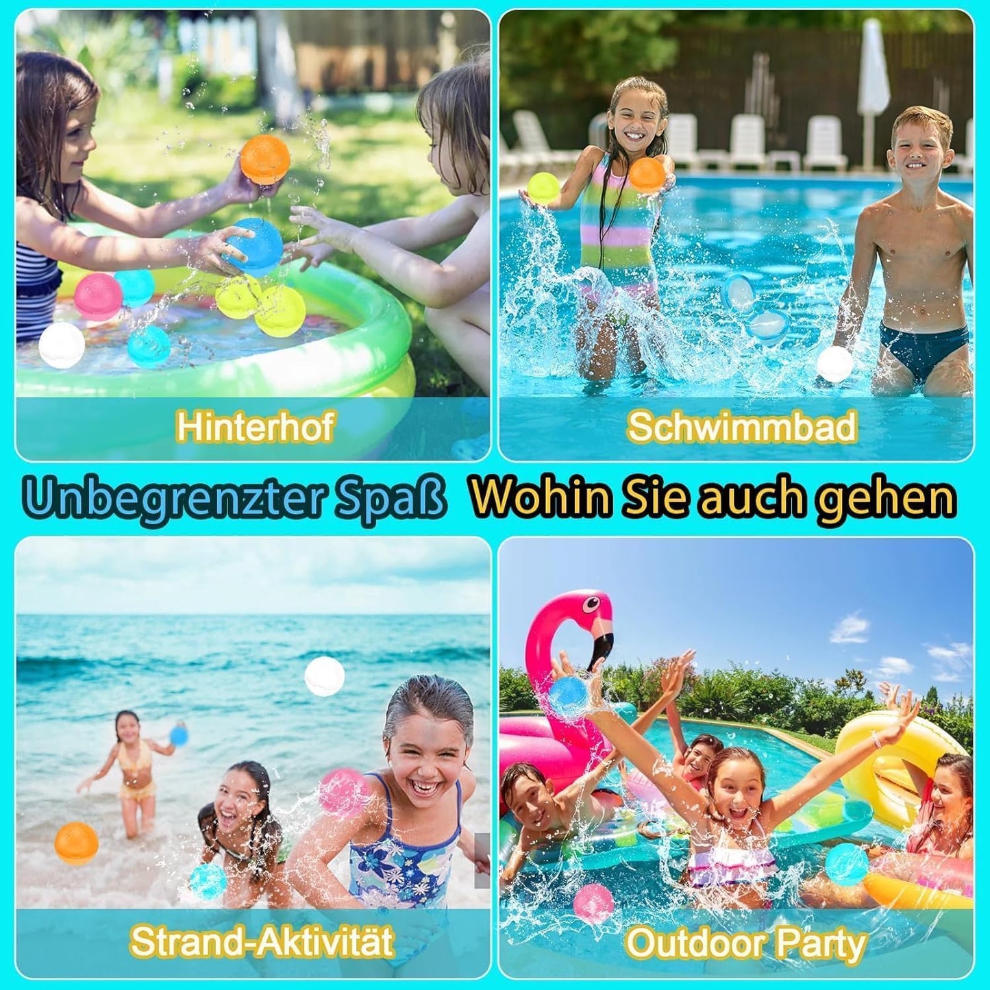 6 Stück Wasserbomben Wiederverwendbar Selbstschließend, Wasserbomben Magnetisch mit 1 Mesh Bag, Eine Sekunde Schnellfüller Wasserballons Set für Wasserspielzeug Pool Spielzeug Strandspielzeug
