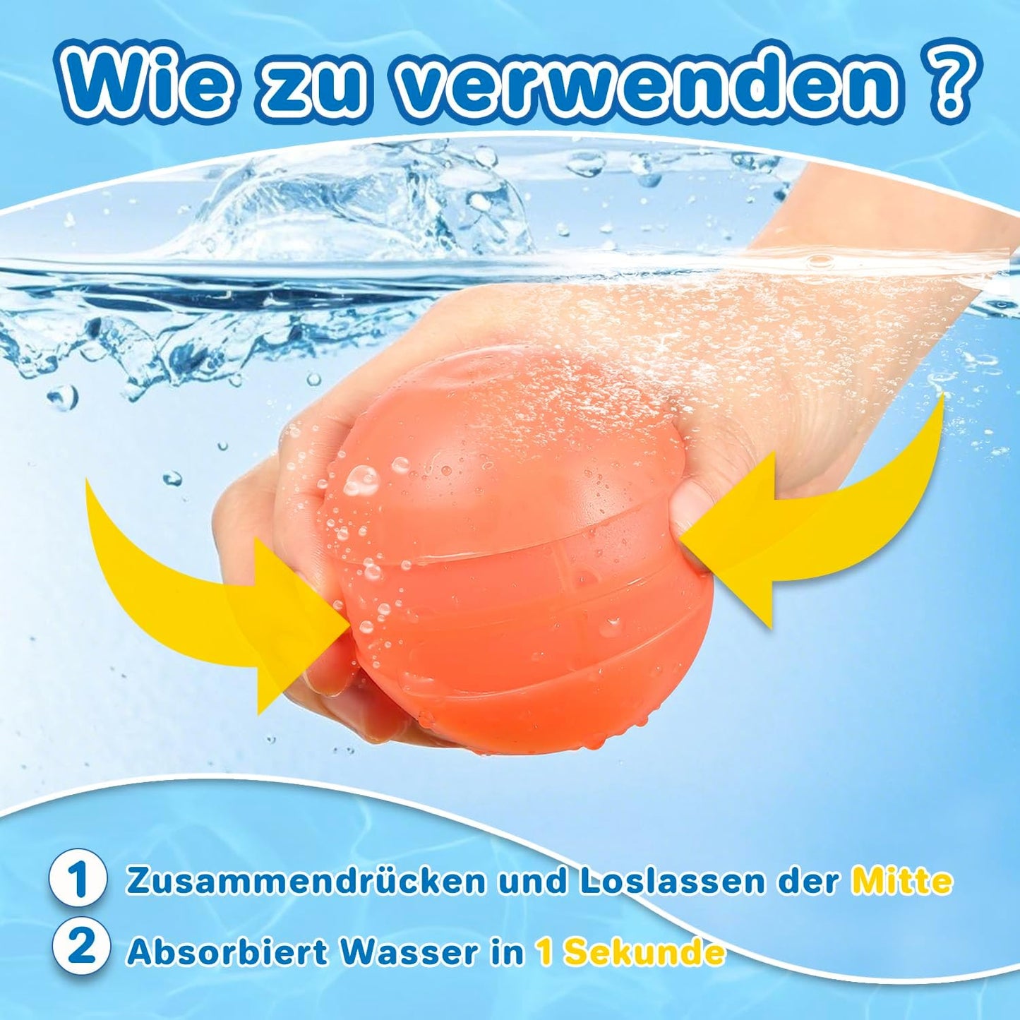 8 Stück Wasserbomben Wiederverwendbar, Silikon Wasserbomben Wasserballons Wiederverwendbar Mit 1 Mesh Bag, Reusable Water Balloons, Befüllbare Wasserbomben Mehrweg, Wasser Spielzeuge