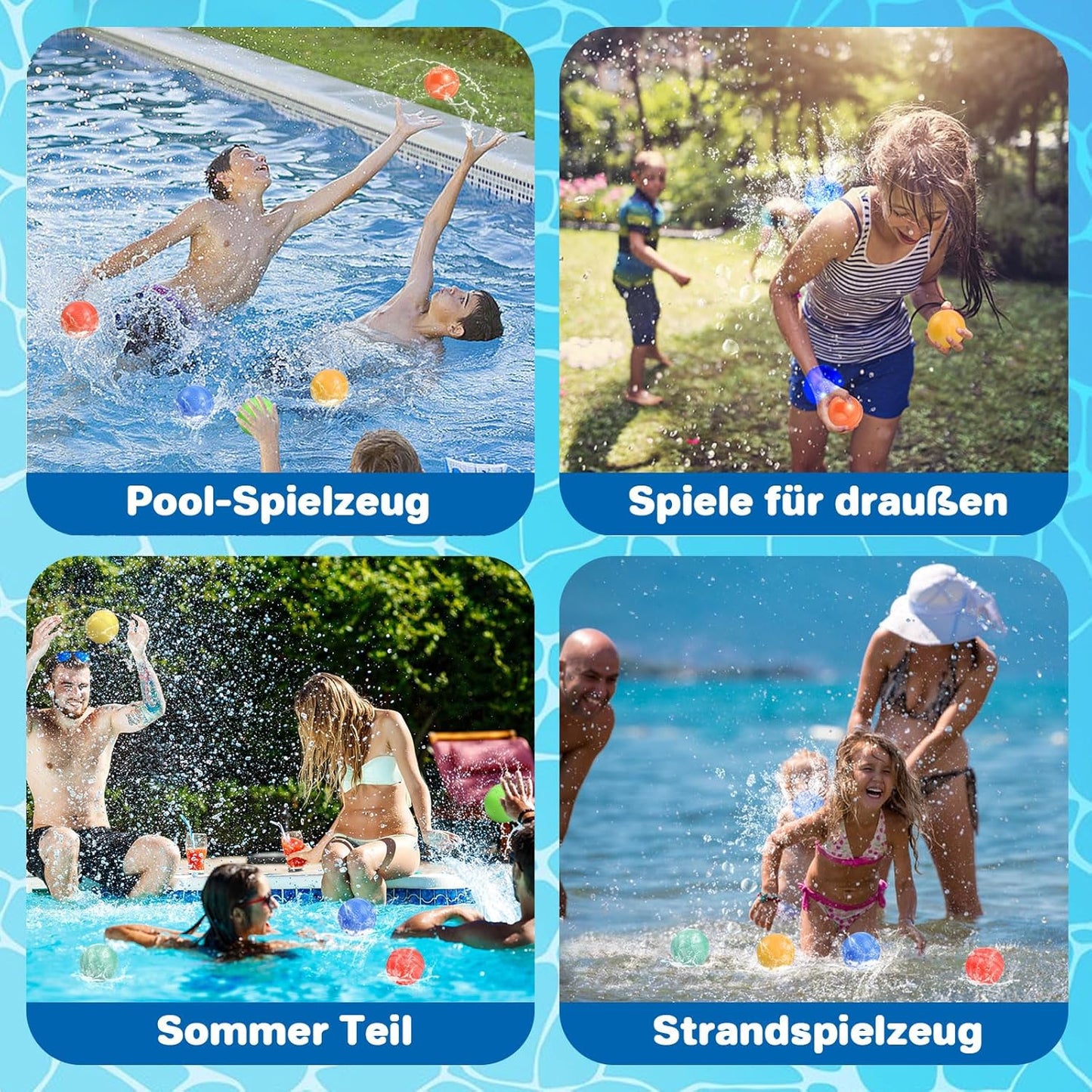 8 Stück Wasserbomben Wiederverwendbar, Silikon Wasserbomben Wasserballons Wiederverwendbar Mit 1 Mesh Bag, Reusable Water Balloons, Befüllbare Wasserbomben Mehrweg, Wasser Spielzeuge