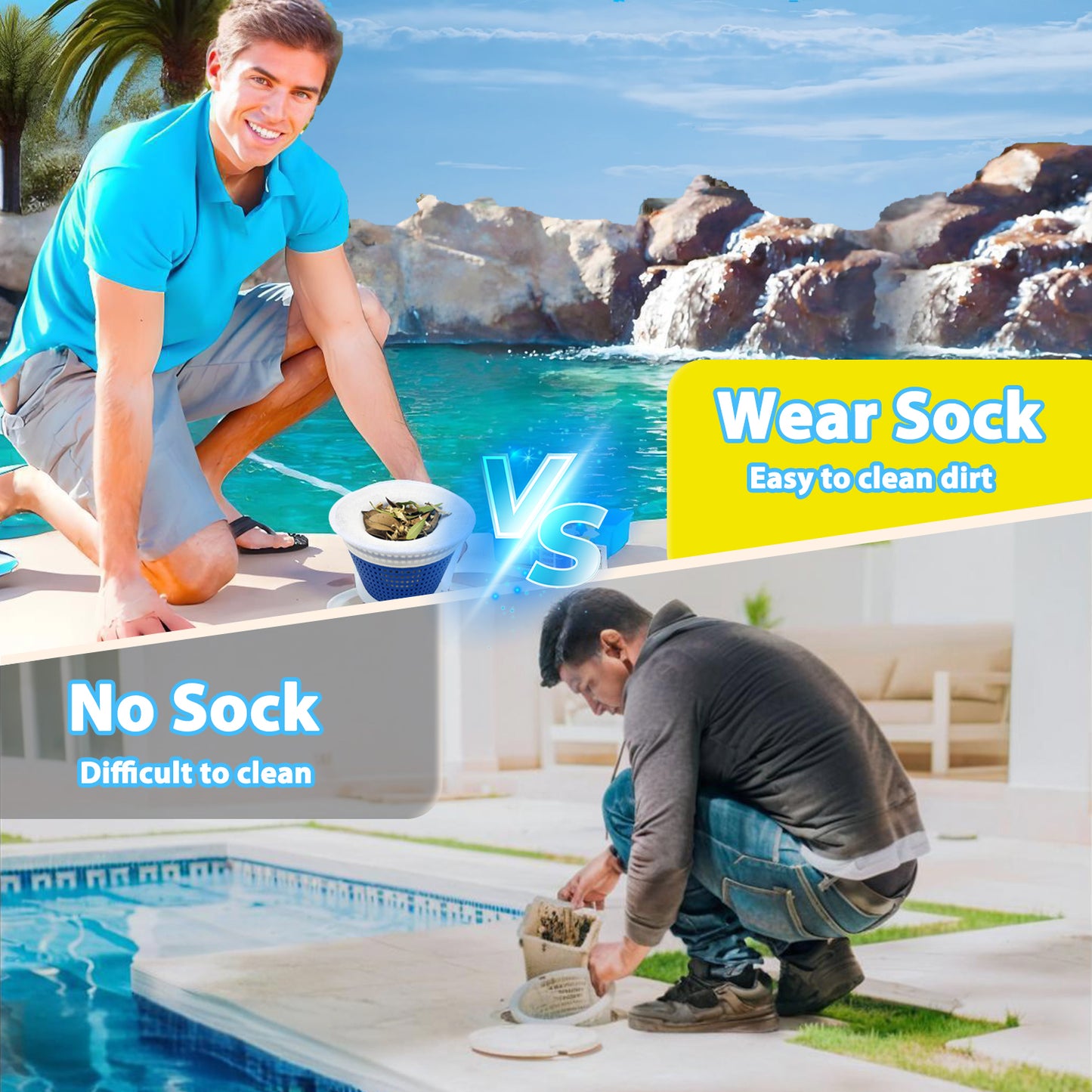 WXFANA Pool Skimmer Socks, 40 Pack Pool Skimmer Fliter Socks Swimming Pool Skimmer Basket Sock Pool Filter Socks Pool Cleaning Filter Socks Cleans Debris and Leaves for In-Ground or Above Ground Pools