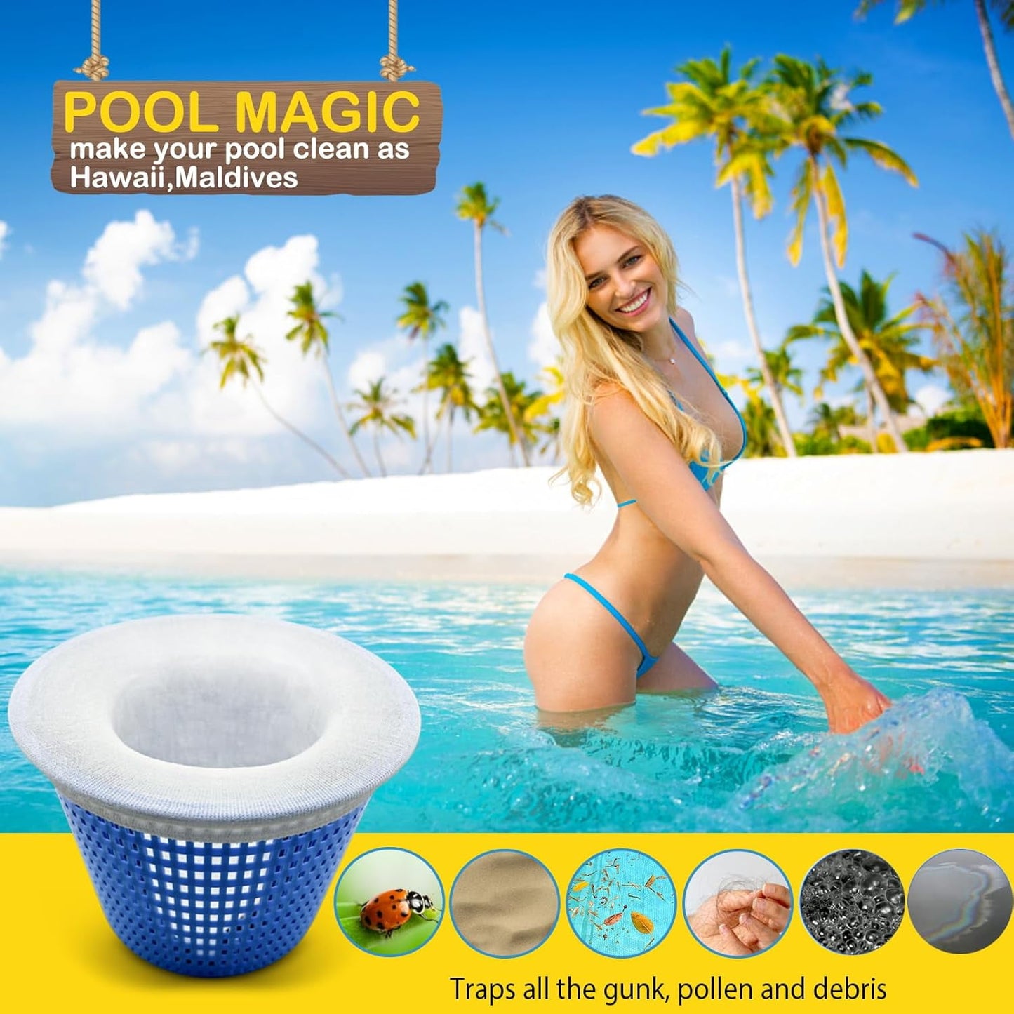 KGC 30/50 Pack Ultra Fine Mesh Pool Skimmer Socks for Inground/Aboveground Use Basket Cleaning Filter