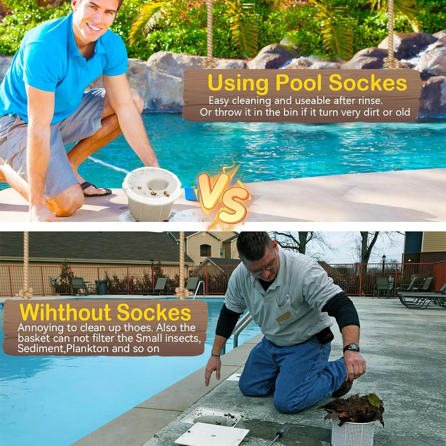 50 Pack Pool Skimmer Socks for Basket Filter Ultra Fine Mesh for Most Inground/Aboveground, UV Resistant