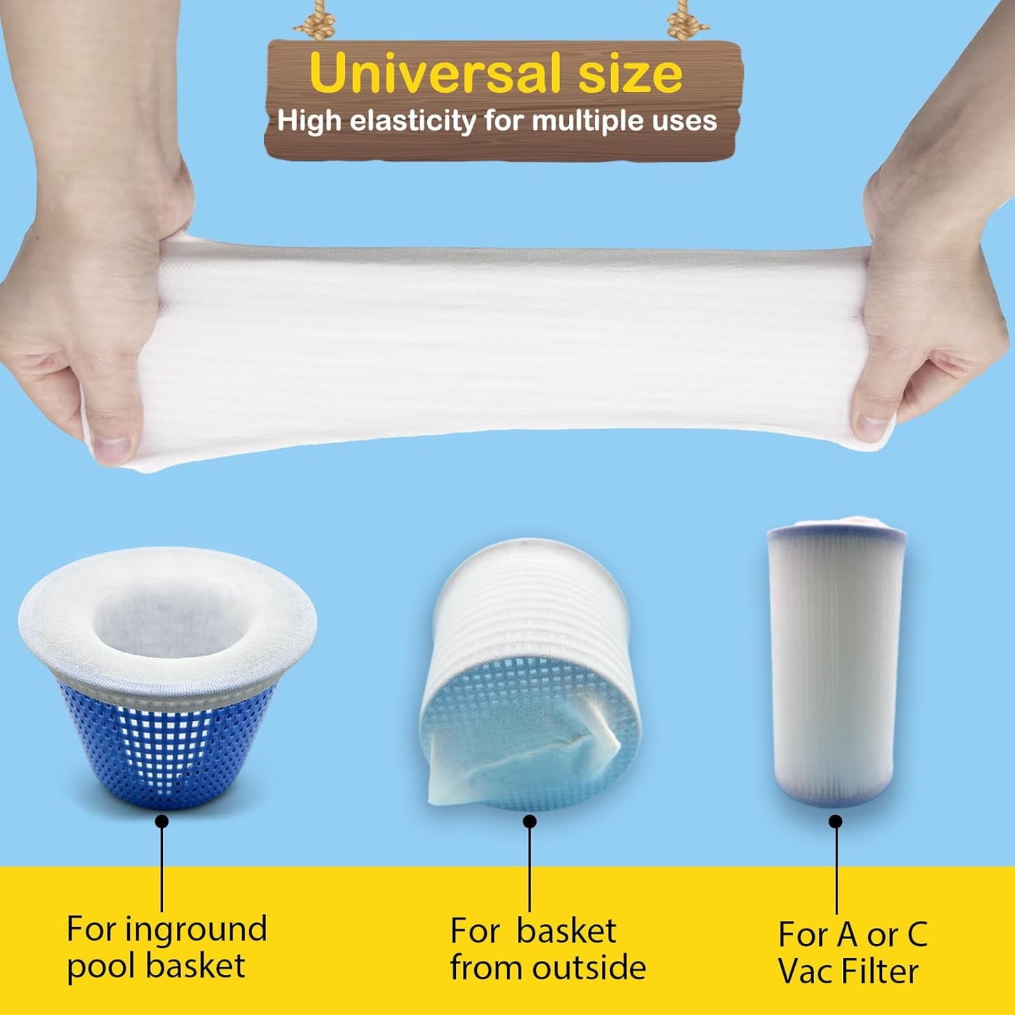 KGC 30/50 Pack Ultra Fine Mesh Pool Skimmer Socks for Inground/Aboveground Use Basket Cleaning Filter
