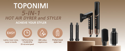 Auto Airwrap Hair Styler & Dryer, 5 in 1 Multi Styling Hot Air Dryer Brush Curler for Hair, High Speed 110000 RPM Negative Lonic Frizz-Free, Fast Drying Curling Volumizing Straightening Magic Styler