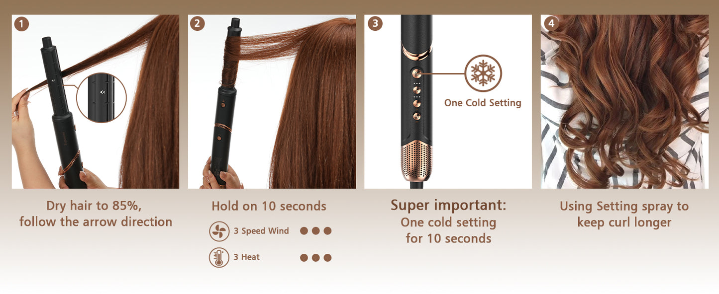 Auto Airwrap Hair Styler & Dryer, 5 in 1 Multi Styling Hot Air Dryer Brush Curler for Hair, High Speed 110000 RPM Negative Lonic Frizz-Free, Fast Drying Curling Volumizing Straightening Magic Styler