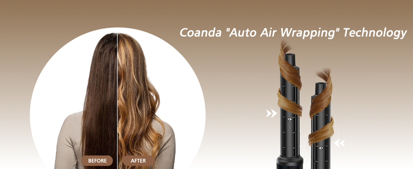 Auto Airwrap Hair Styler & Dryer, 5 in 1 Multi Styling Hot Air Dryer Brush Curler for Hair, High Speed 110000 RPM Negative Lonic Frizz-Free, Fast Drying Curling Volumizing Straightening Magic Styler
