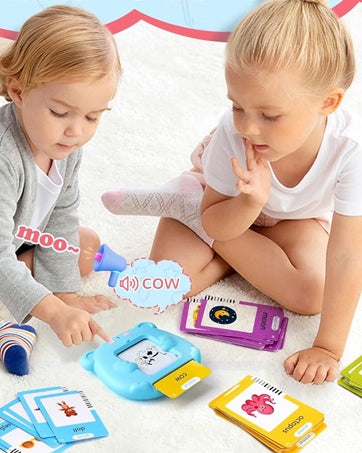 Spanish & English Talking Flash Cards for Toddler 1-6 Year Olds, Bilingual Flash Cards Learning Montessori Toys with 224 Sight Words, Speech Therapy Toys for Children Sensory Preschool Education Gifts