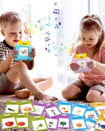 Spanish & English Talking Flash Cards for Toddler 1-6 Year Olds, Bilingual Flash Cards Learning Montessori Toys with 224 Sight Words, Speech Therapy Toys for Children Sensory Preschool Education Gifts