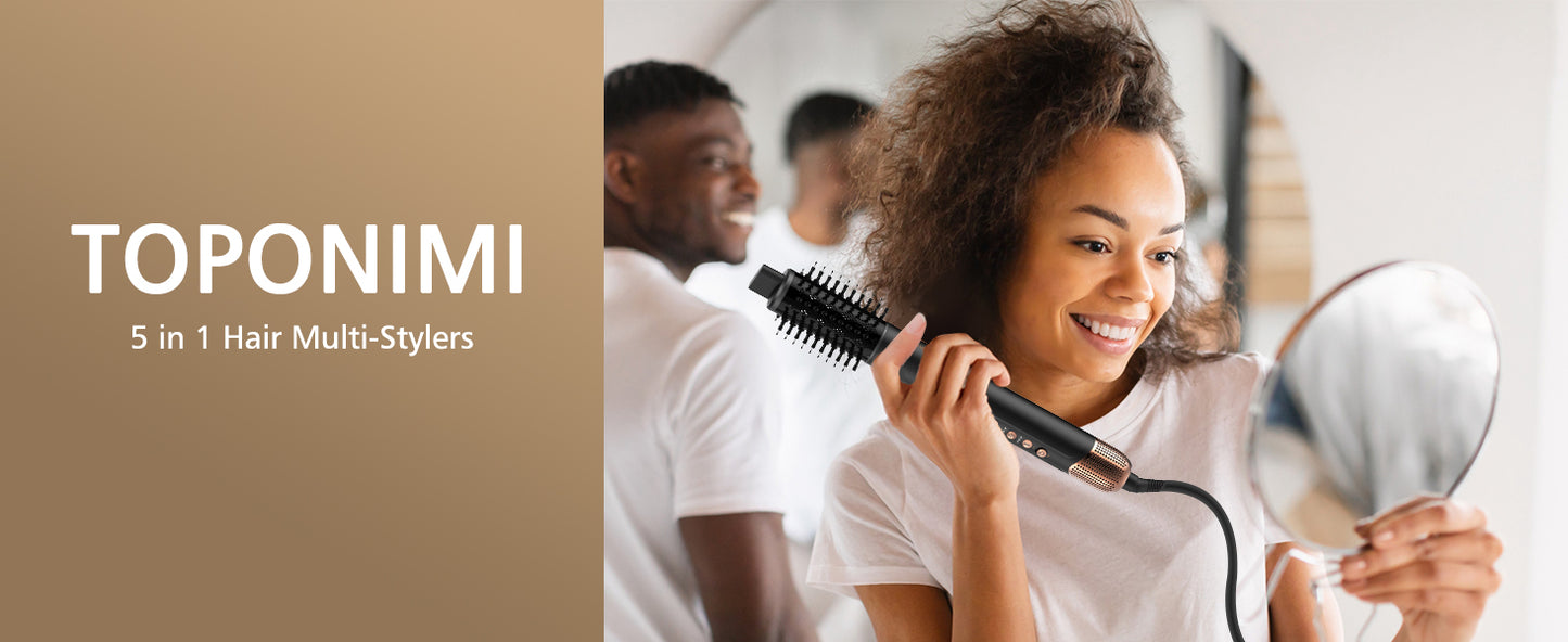 Auto Airwrap Hair Styler & Dryer, 5 in 1 Multi Styling Hot Air Dryer Brush Curler for Hair, High Speed 110000 RPM Negative Lonic Frizz-Free, Fast Drying Curling Volumizing Straightening Magic Styler