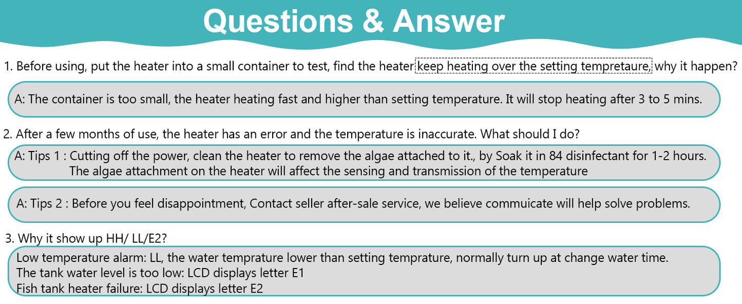 Aquarium Heater for 40-55-75 Gallon, 300W Submersible Fish Tank Water Heater with Accurate Temperature Control, Over-Temp Protect, Auto Shut-Off, Quick Heat up for Saltwater & Freshwater
