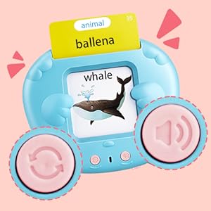 Spanish & English Talking Flash Cards for Toddler 1-6 Year Olds, Bilingual Flash Cards Learning Montessori Toys with 224 Sight Words, Speech Therapy Toys for Children Sensory Preschool Education Gifts
