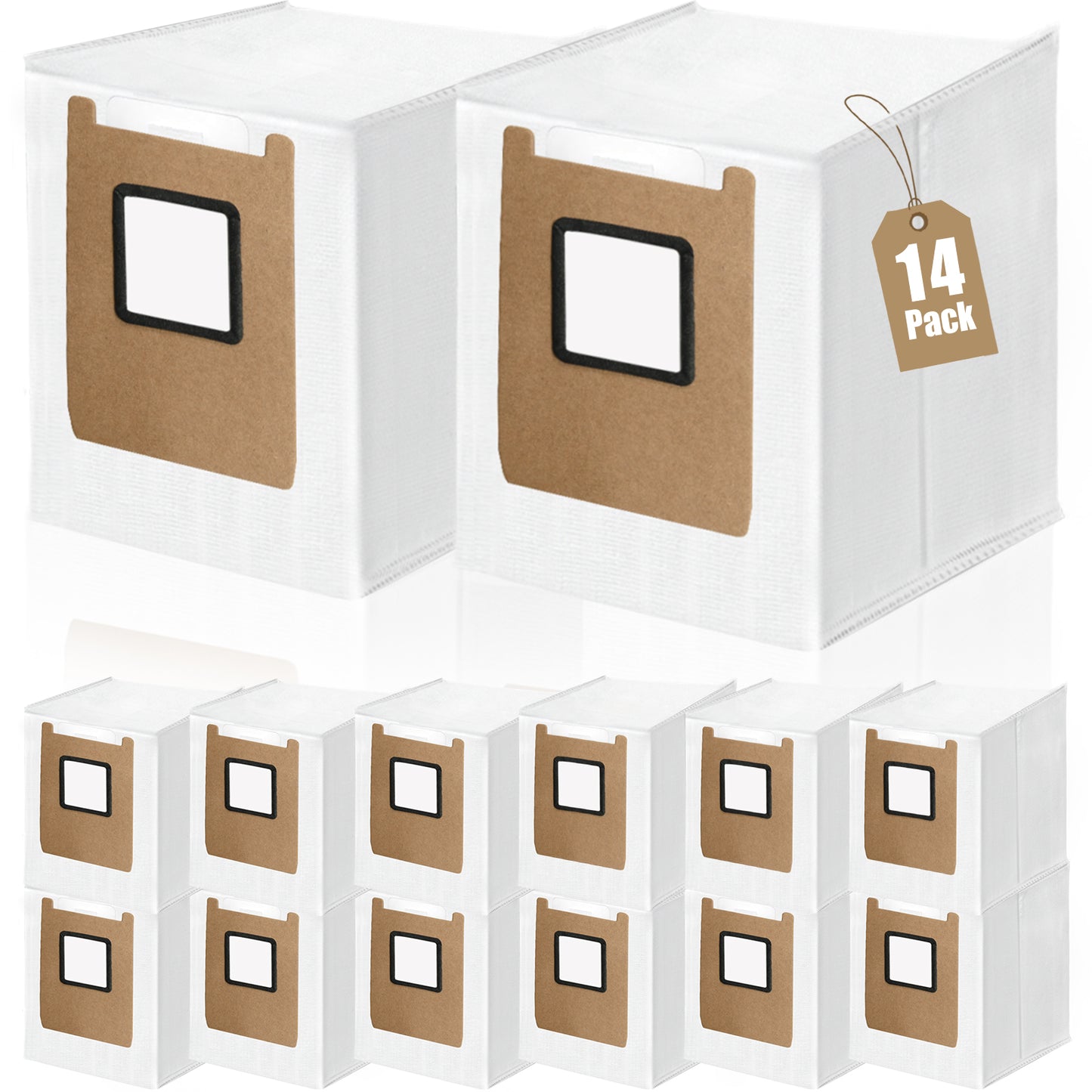 KGC 14 Pack Dust Bags for Eufy E28 Omni, Compatible with Eufy E25 Omni, for Eufy E28 Omni Robot Vacuum, 3.2L Large Capacity Replacement Vacuum Bags, Heavy-Duty 4-Layer Filtration