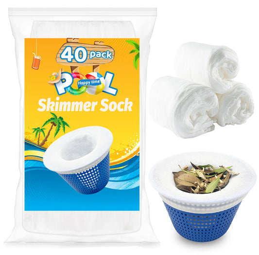 WXFANA Pool Skimmer Socks, 40 Pack Pool Skimmer Fliter Socks Swimming Pool Skimmer Basket Sock Pool Filter Socks Pool Cleaning Filter Socks Cleans Debris and Leaves for In-Ground or Above Ground Pools