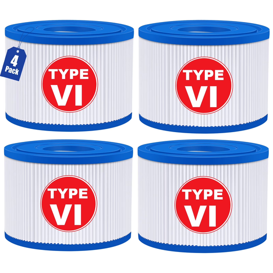 KGC 4 Pack Type VI Spa Hot Tub Filters Fit for Coleman Saluspa Lay-Z-Spa, Inflatable Hot Tub Filters Replacement for 90352E 58323 Cartridges
