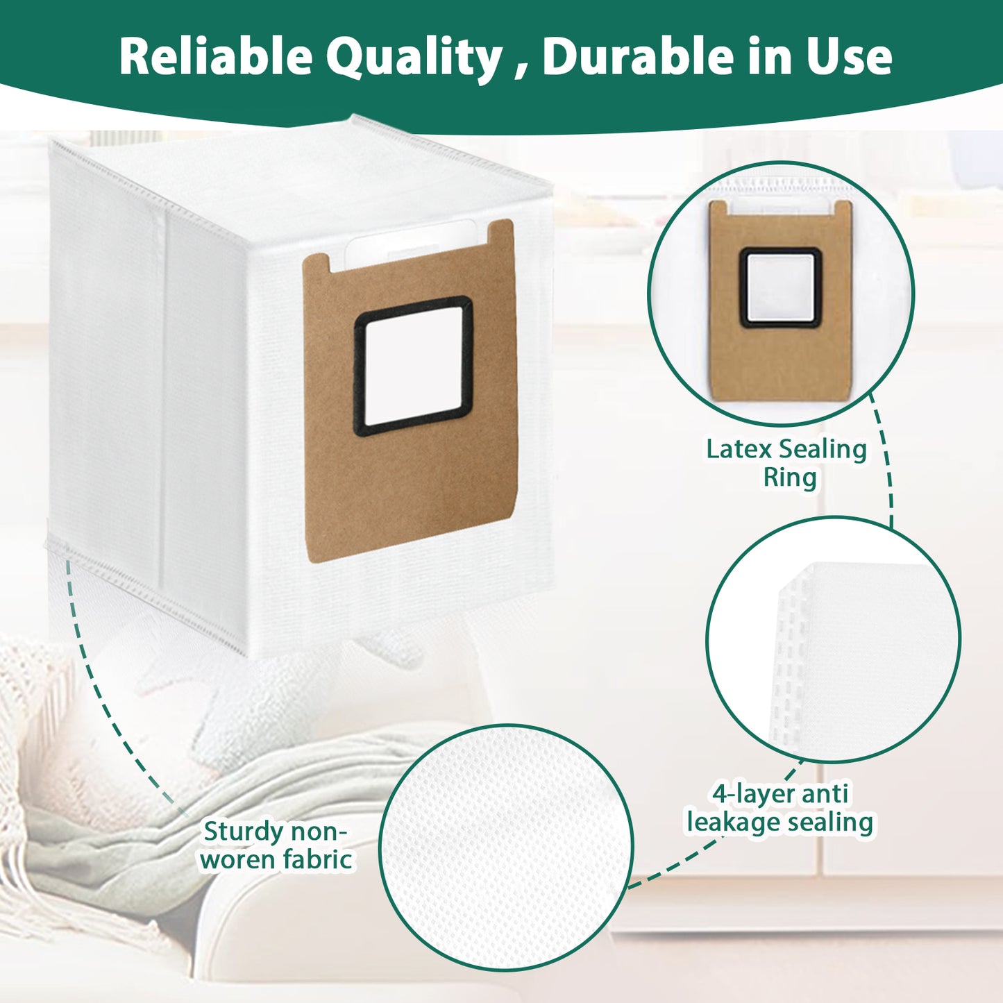 KGC 14 Pack Dust Bags for Eufy E28 Omni, Compatible with Eufy E25 Omni, for Eufy E28 Omni Robot Vacuum, 3.2L Large Capacity Replacement Vacuum Bags, Heavy-Duty 4-Layer Filtration