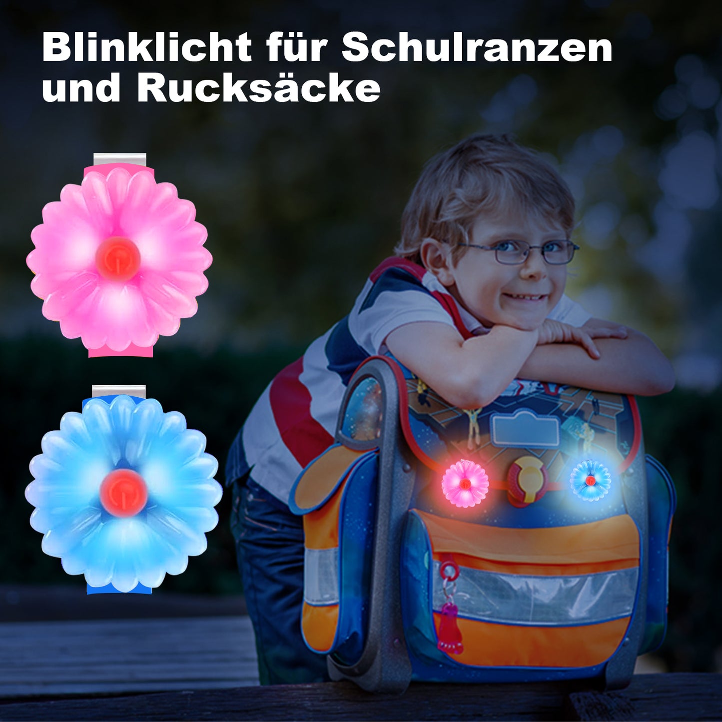 AHJ Hundelicht LED Aufladbar 2 Stück, USB-Sicherheits-Leuchtanhänger mit Blinklicht für Hunde & Katzen – kinderleicht an Schulranzen, Geschirr oder Jogger im Dunkeln befestigt（ Rosa-Blau）