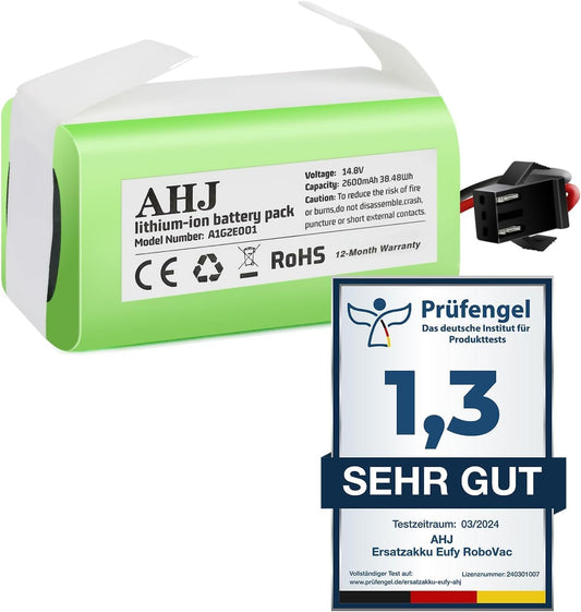 AHJ 14.4V 2600mAh Ersatzakku für Eufy RoboVac G10 G20 G30 G35 G40 Hybrid, für Eufy 11 11S 11S MAX 15C 15C MAX 25C 25C Max 30 30C 30 Max 35C, für Ecovacs Deebot N79 N79S DN622, für Tesvor X500 Akku