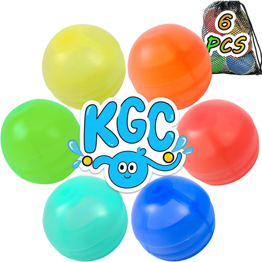 6 PCS Reusable Water Balloons, Self Sealing Silicone Water Bomb with Mesh Bag, Quick Fill Water Splash Ball for Outdoor Activities, Summer Toys Swimming Pool Party Supplies Bath Toy Gift