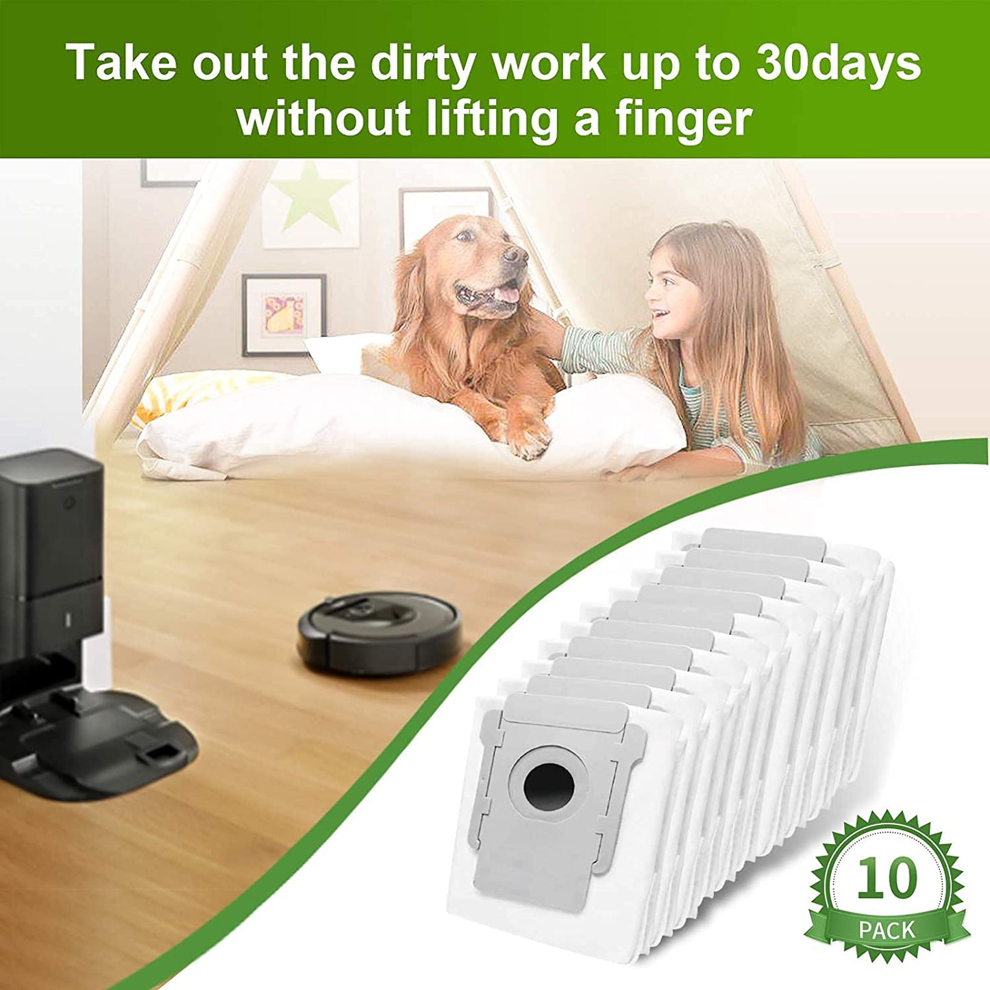 10 Stück Staubsaugerbeutel für iRobot Roomba i7 i7+ i7Plus, i8, i8+, i3, i3+, i4, i4+, i6, i6+, s9, s9+, s9Plus Clean Base Absaugstation Staubbeutel Ersatzteile Beutel für iRobot Saugroboter
