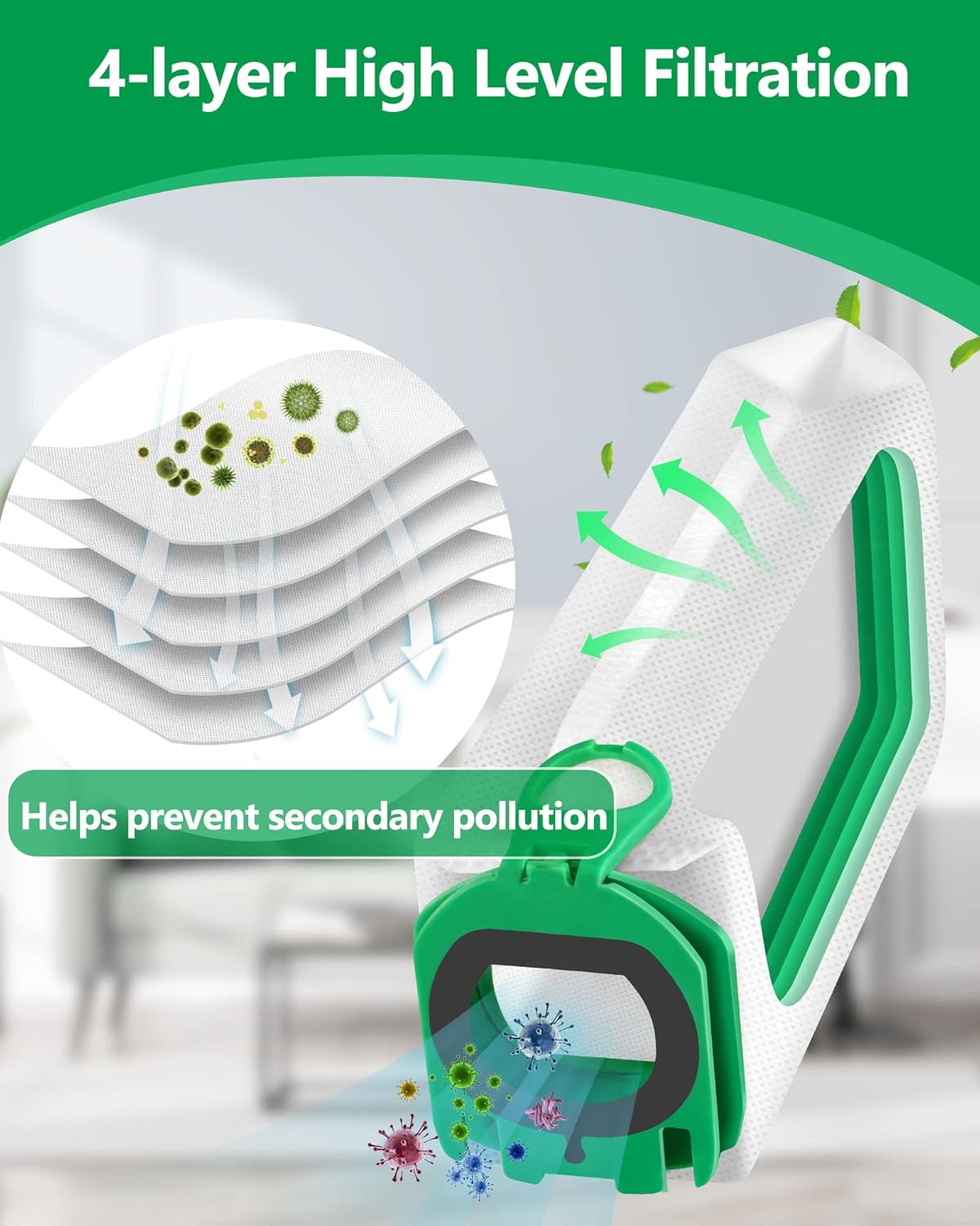 ROMIVO Pack of 12 Vacuum Cleaner Bags Compatible with Vorwerk Kobold VB100 FP100 VB 100 FP 100, Premium Filter Bags Replacement Dust Bags for Kobold VB100 Vacuum Cleaner Bags