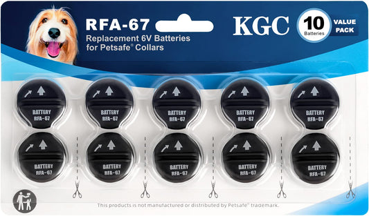 KGC RFA-67 6 Volt Replacement Dog Collar Batteries, Ultra Fit PIF-300 RF300 PIF-275-19 PRF-3004W PUL-250 PUL-275 PIG00-13661 PBC-102, Compatible with PetSafe RFA 67 Battery (10 Pack)