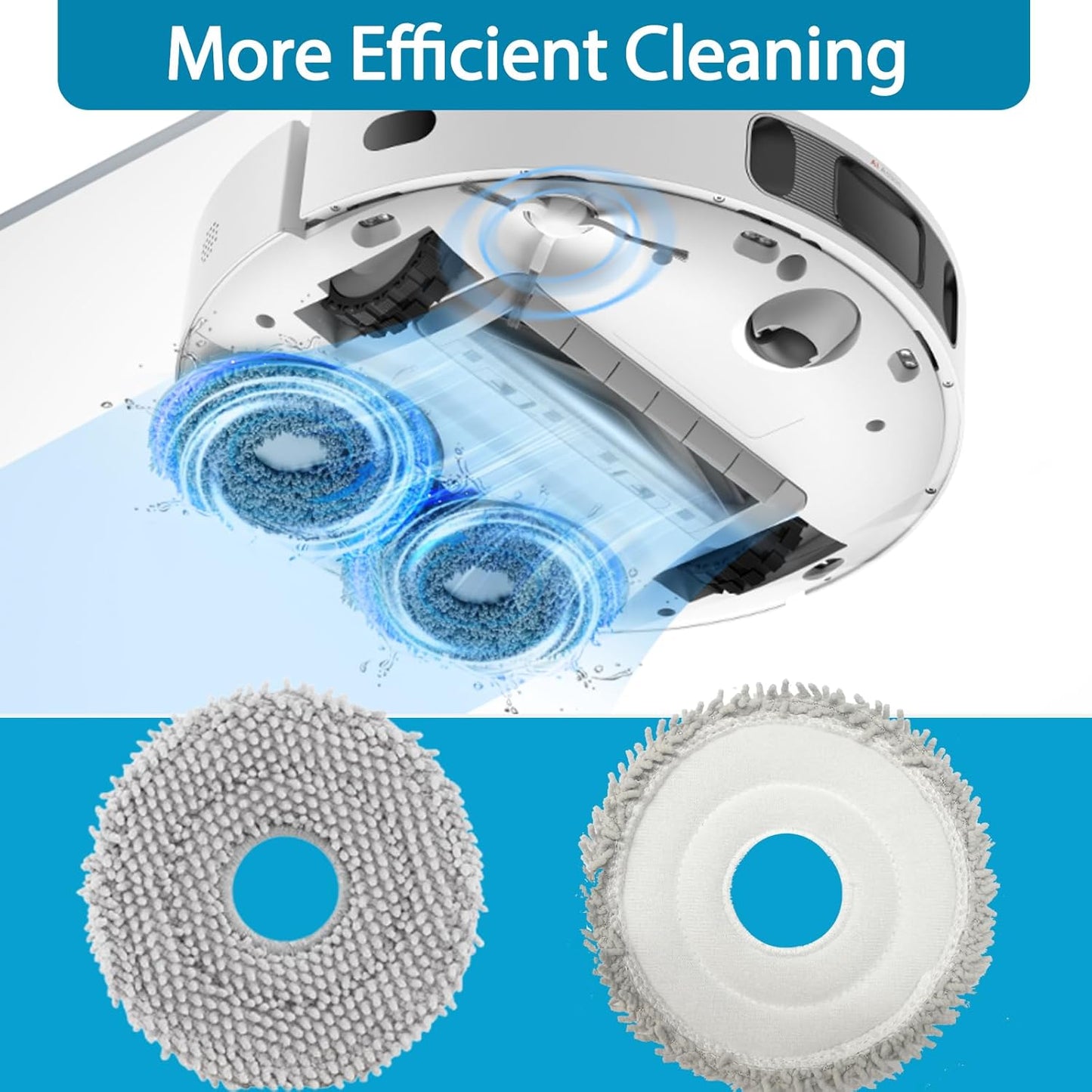 KGC Mop Pads Compatible with Roborock Q Revo/Saros 10R/ Qrevo MaxV/Qrevo S/Qrevo Pro Robot Vacuum Cleaner, Mop Pad Replacement Accessories, Washable Mop Cloths, 6 Pack