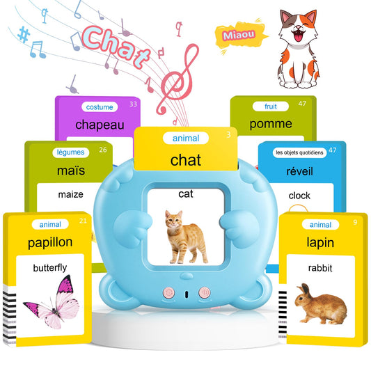 AHJ Kids Toddler Talking Flash Cards with 224 Sight Words, Learning Educational Toys for Toddler, Montessori Toys, Speech Therapy Toys, Birthday Gifts for Age 1 2 3 4 5 Years Old Boys and Girls, Blue