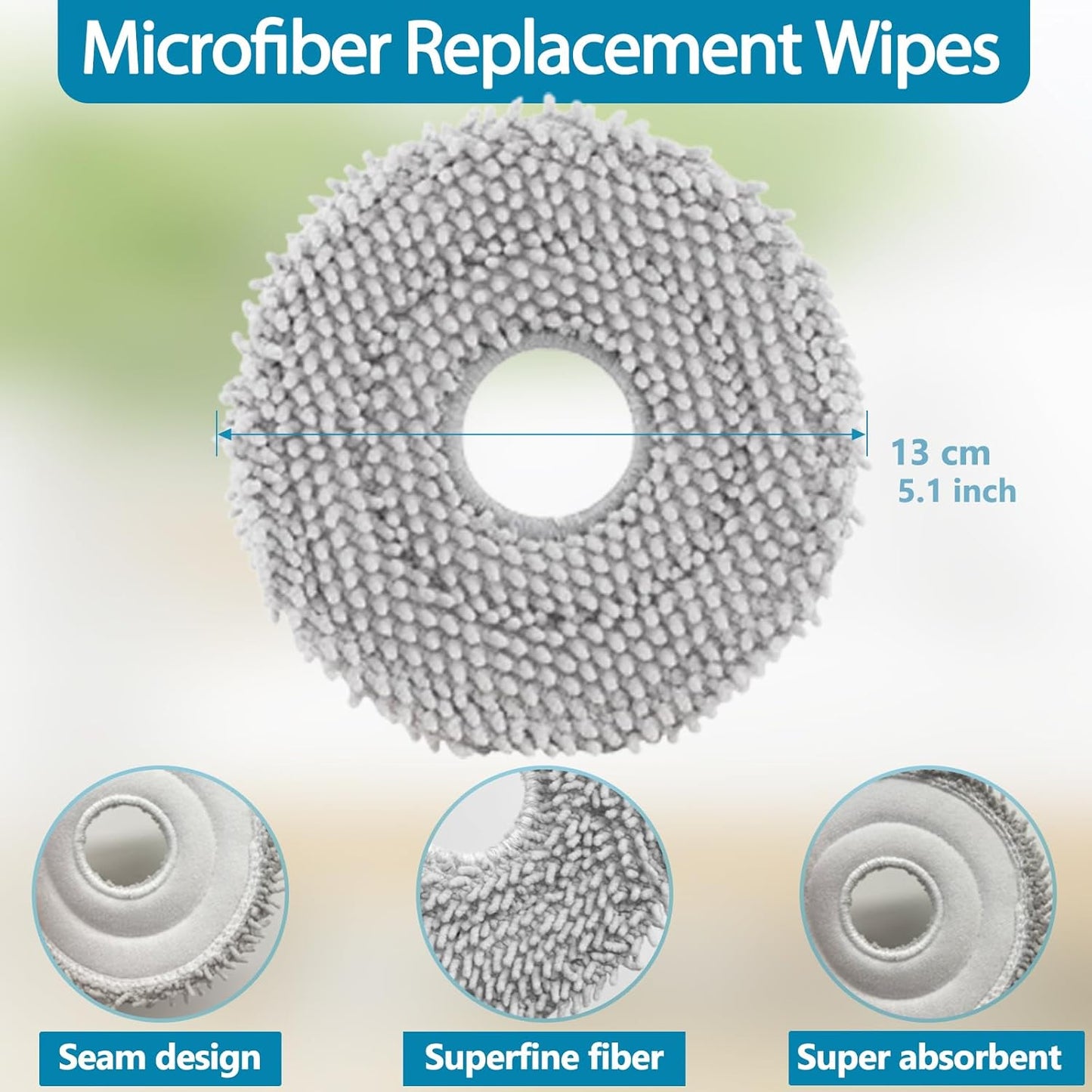 KGC Mop Pads Compatible with Roborock Q Revo/Saros 10R/ Qrevo MaxV/Qrevo S/Qrevo Pro Robot Vacuum Cleaner, Mop Pad Replacement Accessories, Washable Mop Cloths, 6 Pack