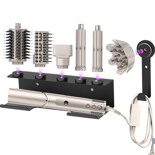 Haartrocknerhalter für Shark Flex Style, Wandhalterung, kompatibel mit Shark FlexStyle, Lockenstab Organizer, Rack mit Kordelaufhänger für Zubehör, Lockenwickler, Bürsten, Diffusor und Aufsätze