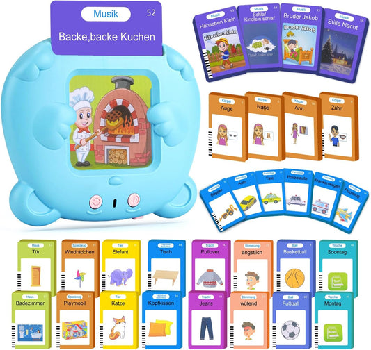 AHJ 510 Wörter Sprechende Lernkarten Deutsch, Lernkarten Deutsch 255 Blätter, Flash Karten Deutsch, Interaktives Sprachspiele Deutsch Interaktives Lernkarten für Kinder ab 2-6 Jahr