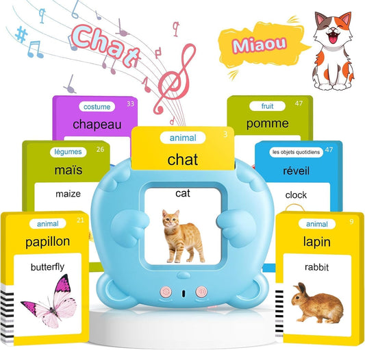 Carte Flash Parlante Francais, Carte Educative Francais, Carte Parlante Montessori Francais Pour Enfant, Jouets Educatifs Pour Apprendre a Parler, Apprendre 224 Mots, Français/Anglais/Bilingue