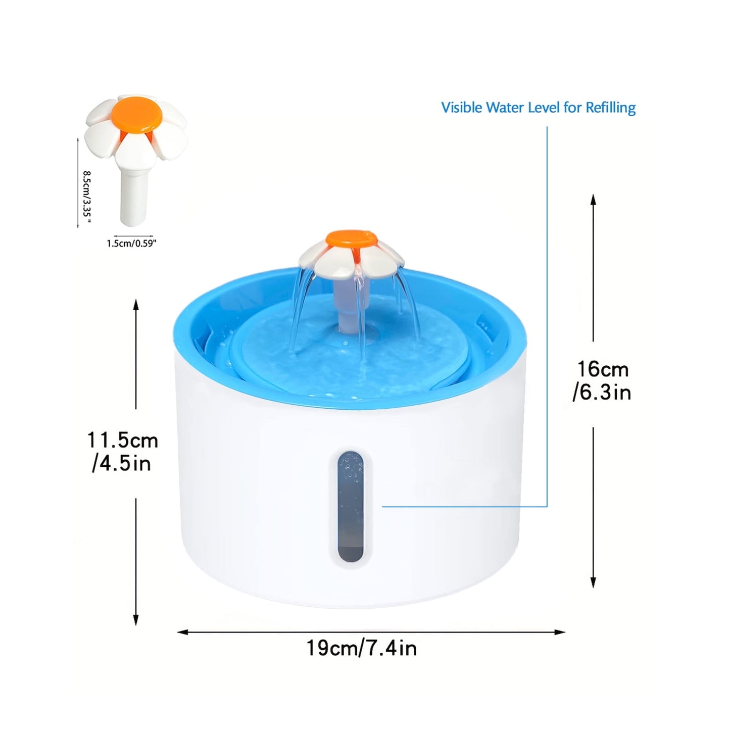 KGC 95oz/2L Pet Fountain Automatic with filter for Cat Dog Multiple Pets Water Dispenser