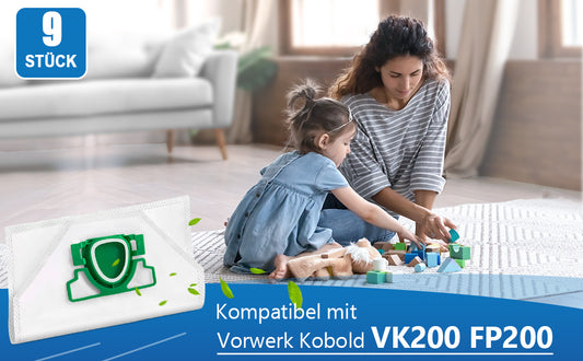 ROMIVO Vacuum Cleaner Bags Compatible with Vorwerk Kobold VK200 FP200, 5-Ply Microfleece Dust Bags, Premium Bag Suitable for Vorwerk Kobold VK 200 FP 200 (with 1 Brush)
