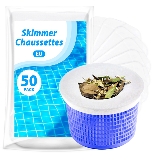 KGC Chaussette Skimmer Piscine 50 Pièce (Convient aux Filtres de 7 à 19 cm), Chaussette Skimmer Lavable & Réutilisable pour Panier Skimmer, Prefiltre Skimmer Piscine Nylon Élastique…