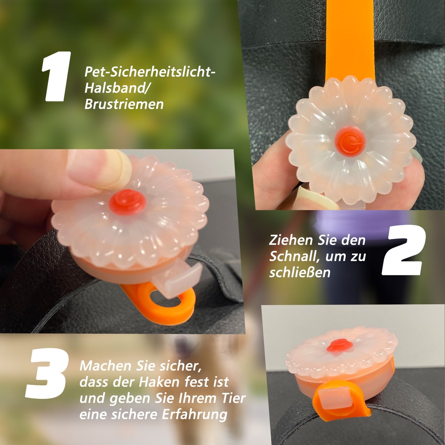 AHJ Hundelicht, 2 Stück Blinklicht Schulranzen Kinder, Sicherheits LED Blinklicht für Hunde - Katzen, USB-C Wiederaufladbar LED Licht Leuchthalsband Hund, licht für Jogger - Walker - Fahrradfahrer