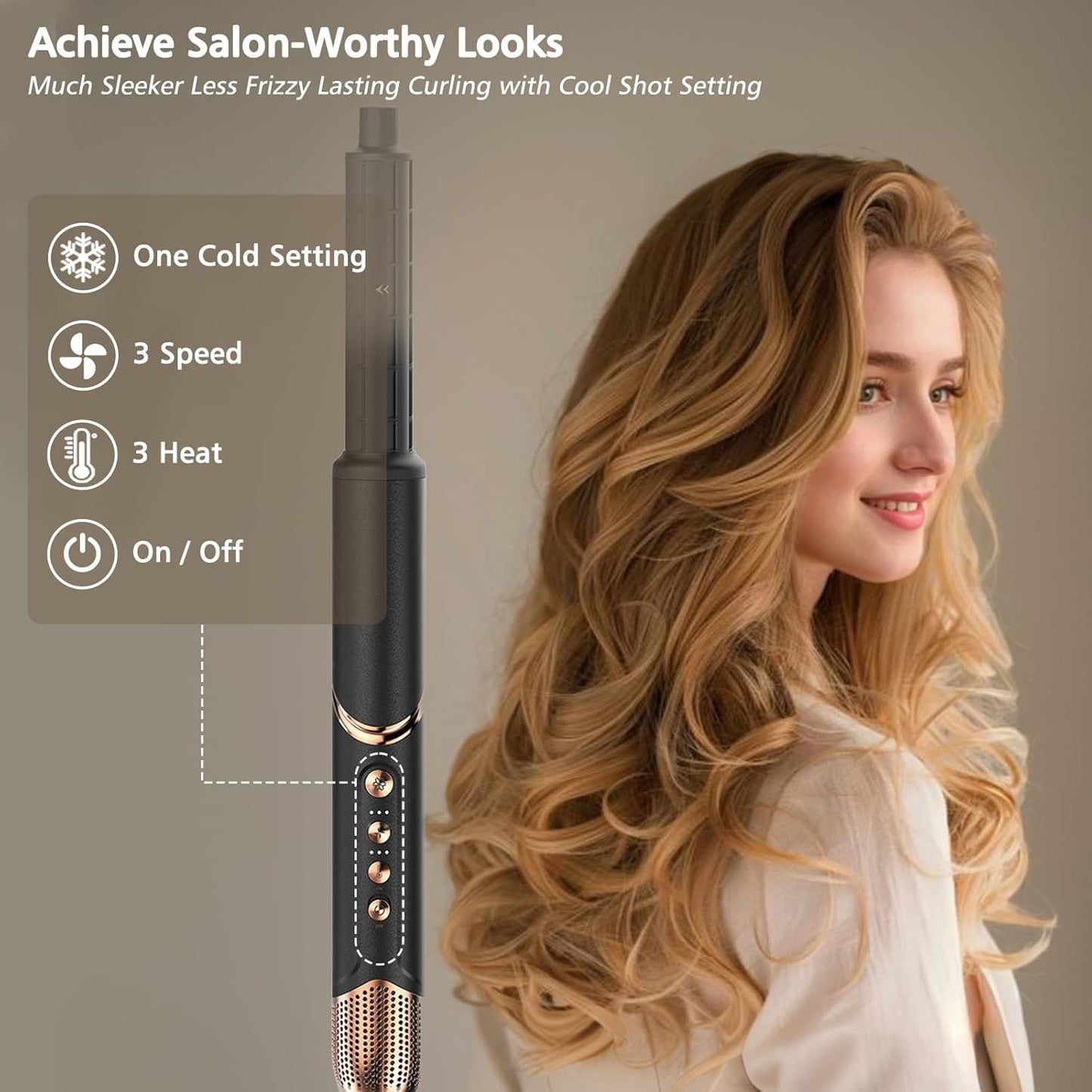 Auto Airwrap Hair Styler & Dryer, 5 in 1 Multi Styling Hot Air Dryer Brush Curler for Hair, High Speed 110000 RPM Negative Lonic Frizz-Free, Fast Drying Curling Volumizing Straightening Magic Styler