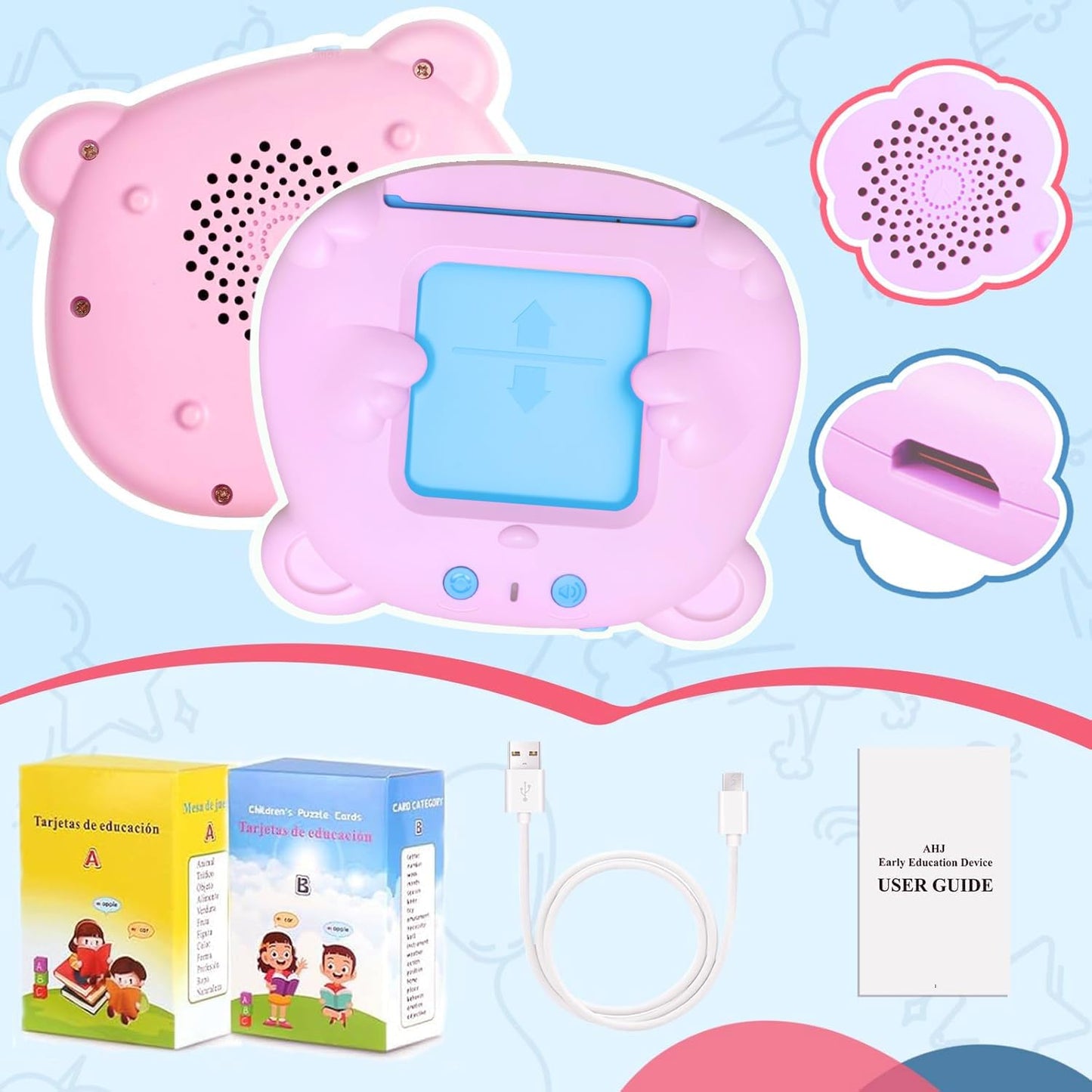 Spanish & English Talking Flash Cards for Toddler 1-6 Year Olds, Learning Montessori Toys with 510 Sight Words, Speech Therapy Toys, Children's Sensory Preschool Learning Educational Birthday Gifts