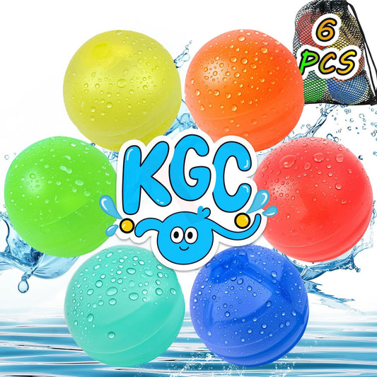 6 Stück Silikon Wasserbomben Wiederverwendbar, Wiederverwendbare Wasserbomben, Reusable Water Balloons, Wasserballons Wiederverwendbar für Sommer, Pool, Strand, Garten, Outdoor und Party