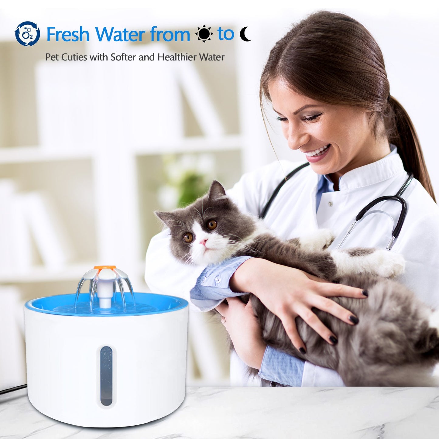 KGC 95oz/2L Pet Fountain Automatic with filter for Cat Dog Multiple Pets Water Dispenser